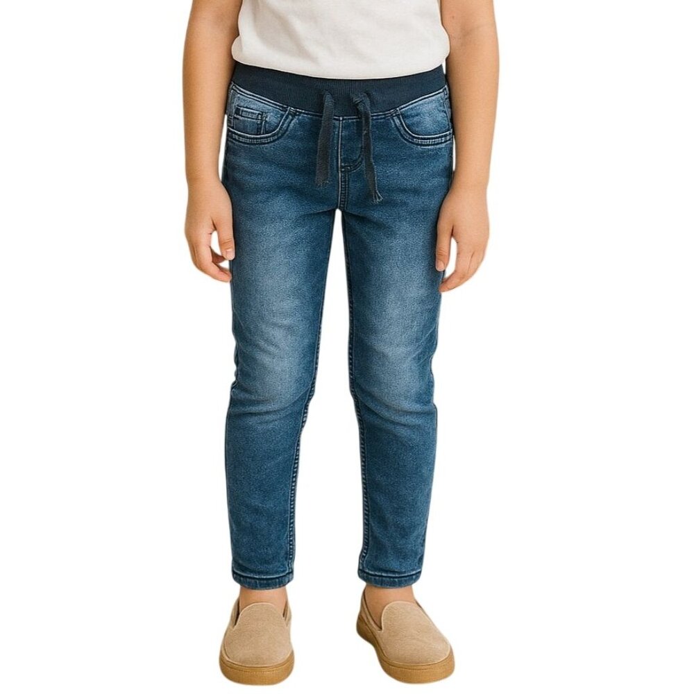 Kids Wishful Park Size 12 Jogger Pants Blue Denim-Look Elastic Waistband